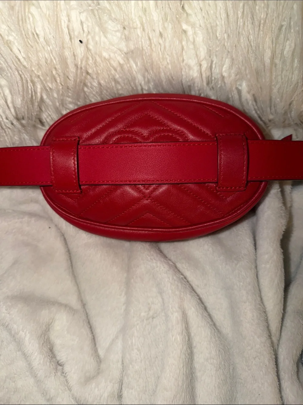 Gucci Red Quilted Leather Oval Crossbody Bag with Gold GG
